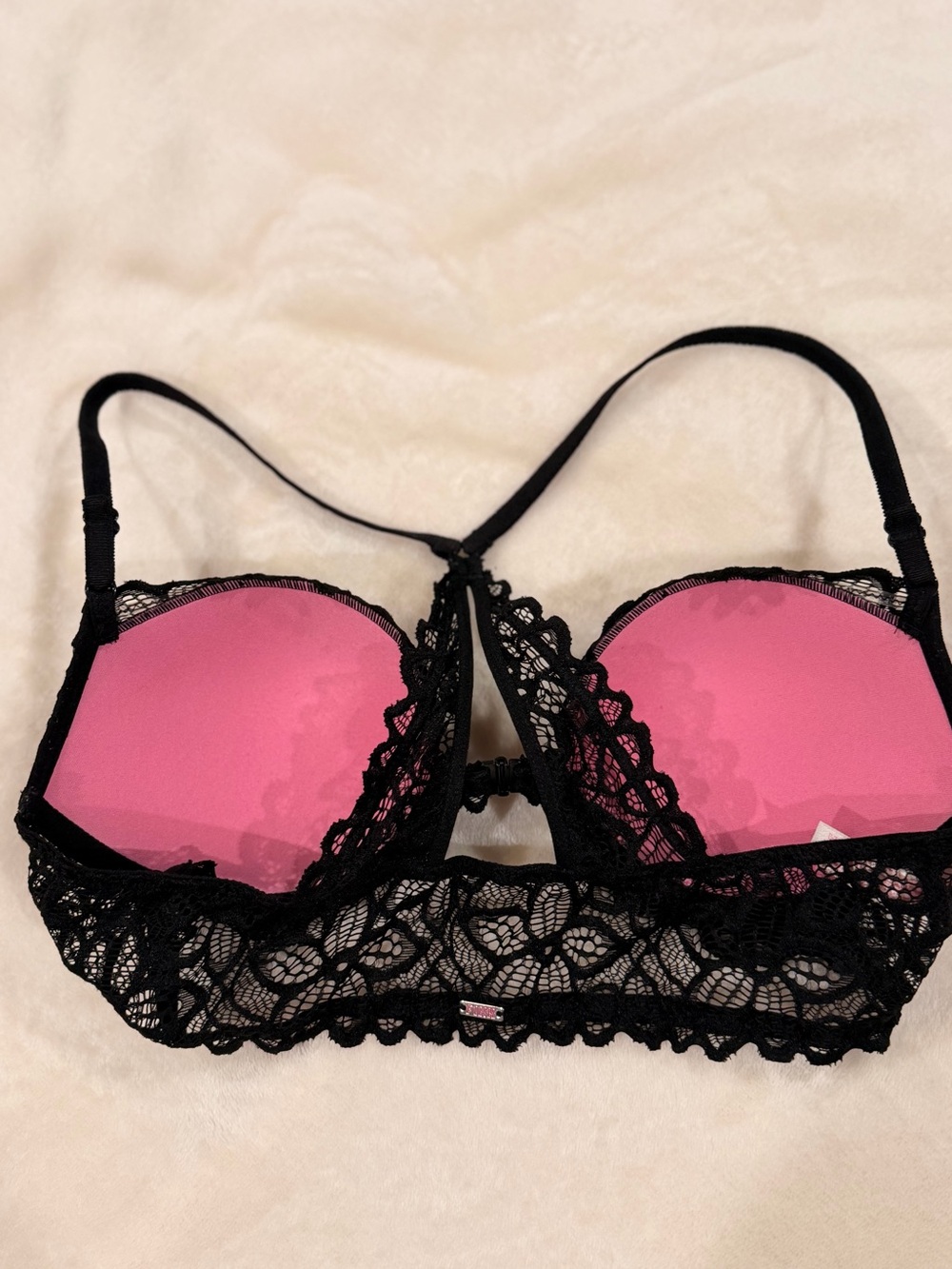 PINK Victoria's Secret Black Lace Racerback Push-Up Bra - Picture 4 of 5